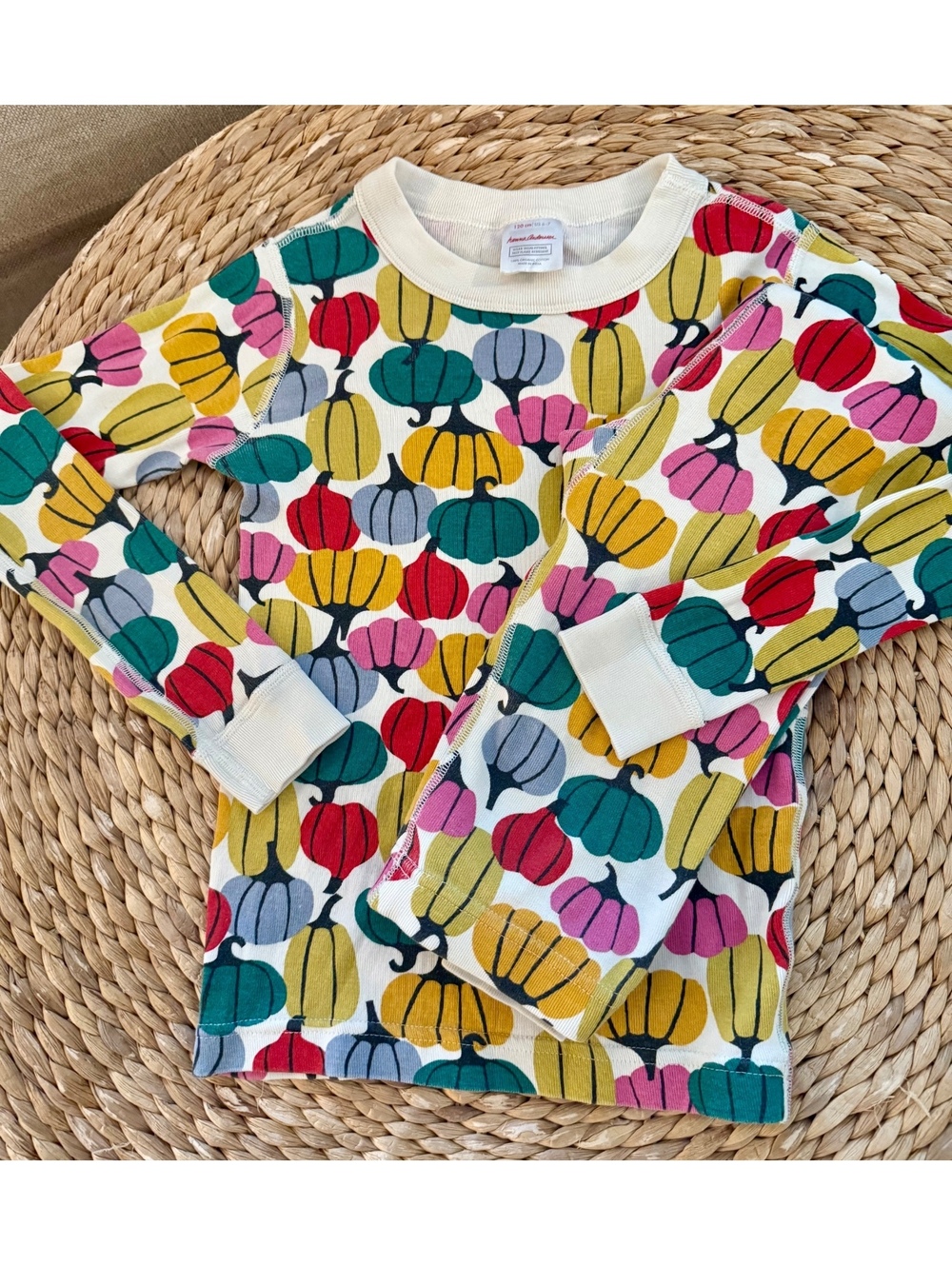 Hanna Andersson Colorful Pumpkins Pajamas Sz 6-7 Years EUC